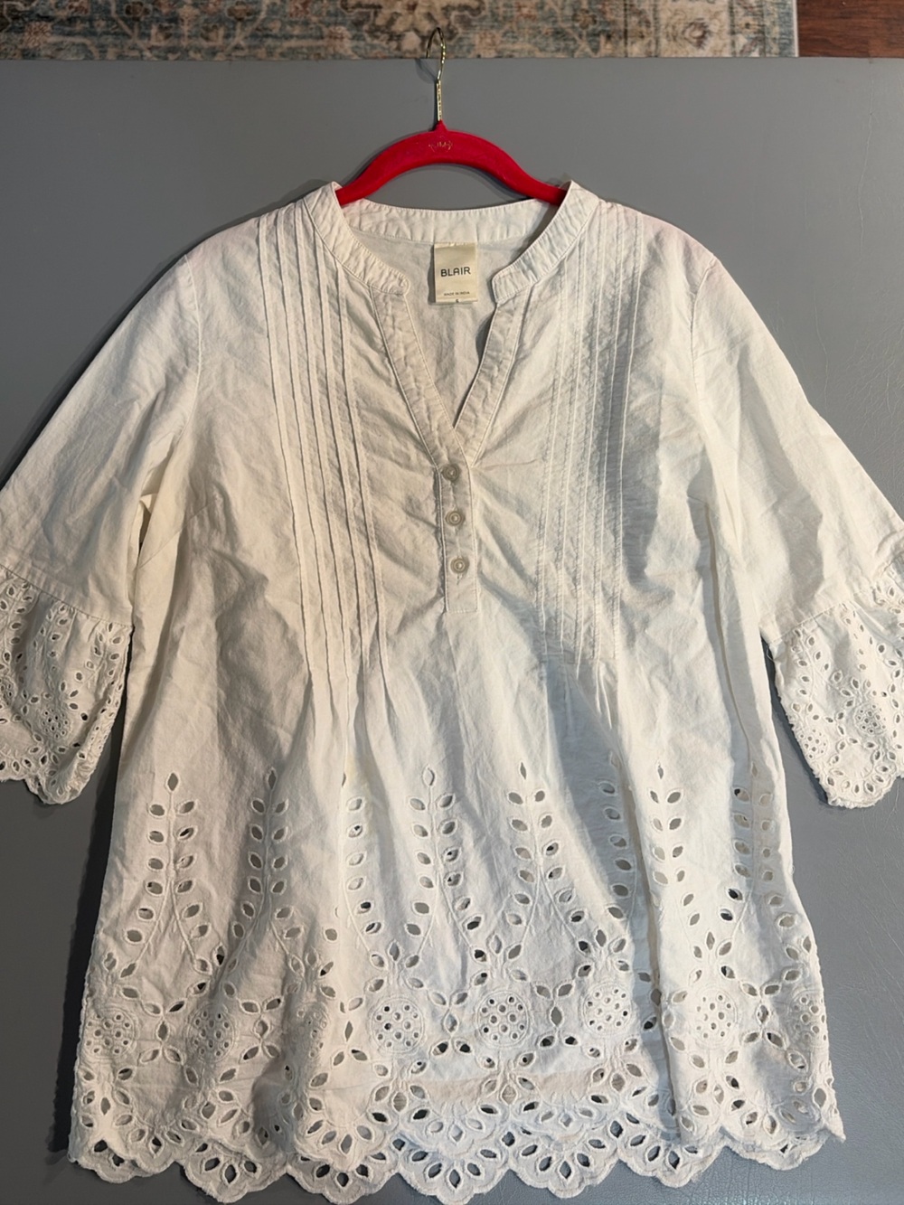Blair White Eyelet Cotton Pintuck Jacket